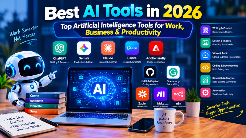 Best AI Tools in 2026: Top Artificial Intelligence Tools for Work, Business & Productivity
